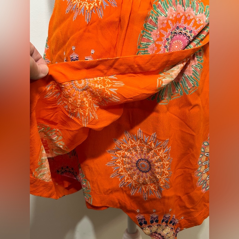 Anthropologie livia halter print medallion motif Orange Floral Mini Dress 10 - Picture 6 of 14